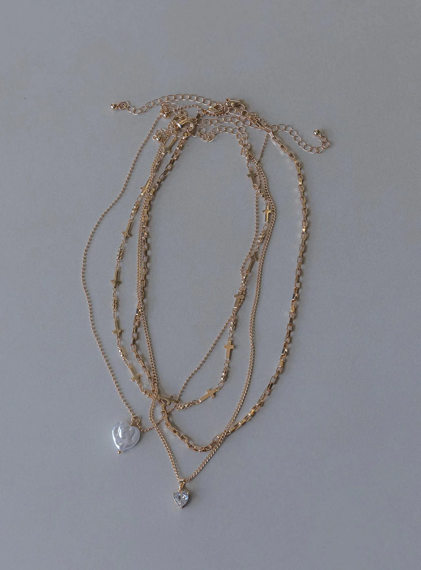 Princess Polly Baroness Pearl Heart Necklace Pack Gold Shop