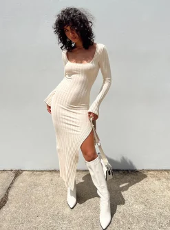 Princess Polly Barossa Long Sleeve Midi Dress  Cream Best