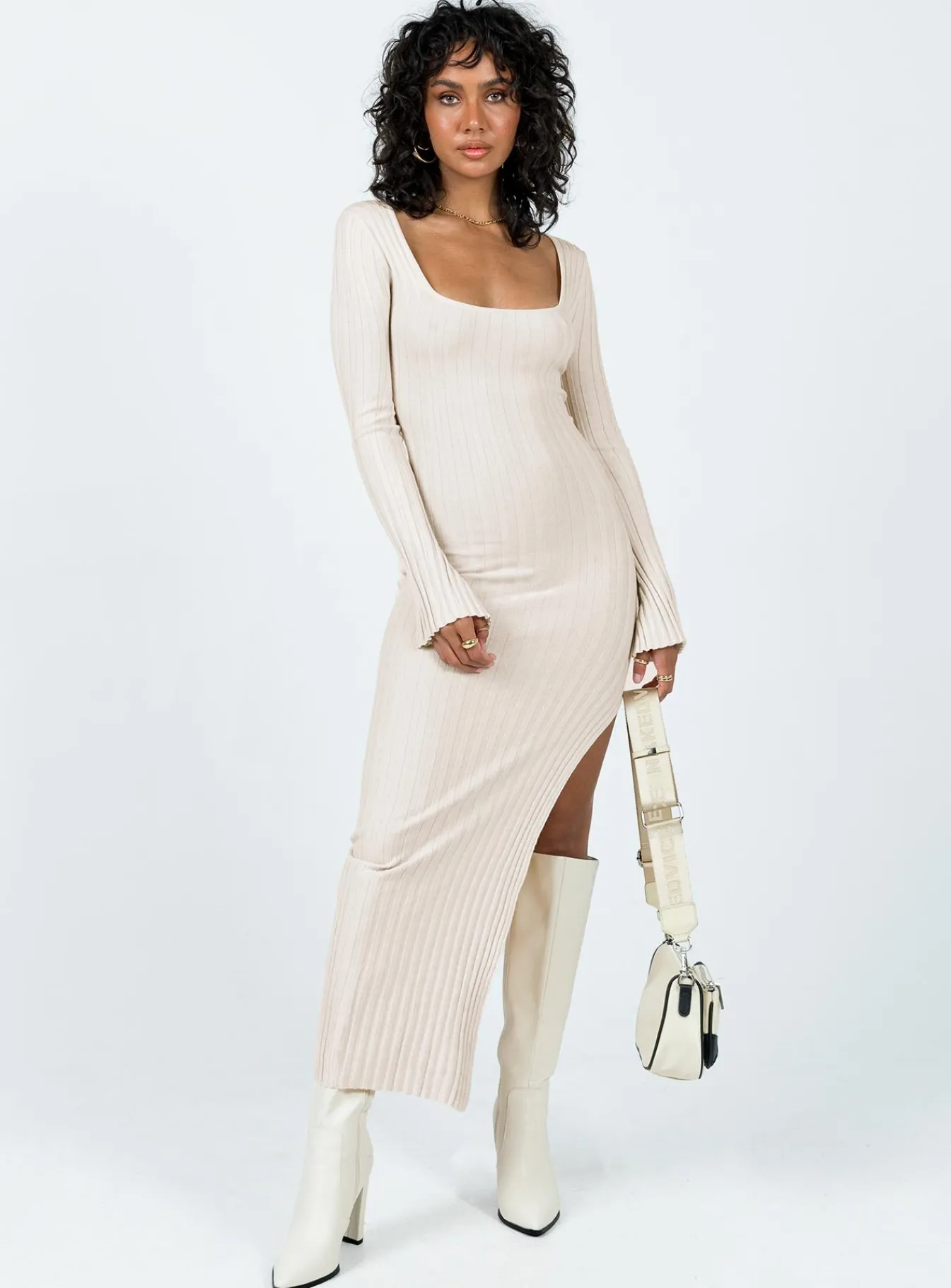 Princess Polly Barossa Long Sleeve Midi Dress Cream Best
