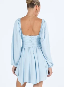 Princess Polly Barrett Long Sleeve Mini Dress Blue Outlet