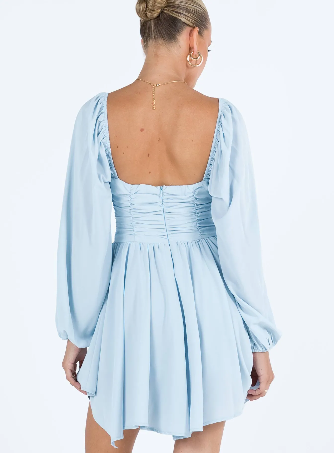 Princess Polly Barrett Long Sleeve Mini Dress Blue Outlet