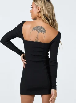 Princess Polly Bartlett Long Sleeve Mini Dress  Black Discount
