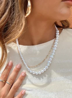 Princess Polly Basalt Pearl Necklace Gold Online