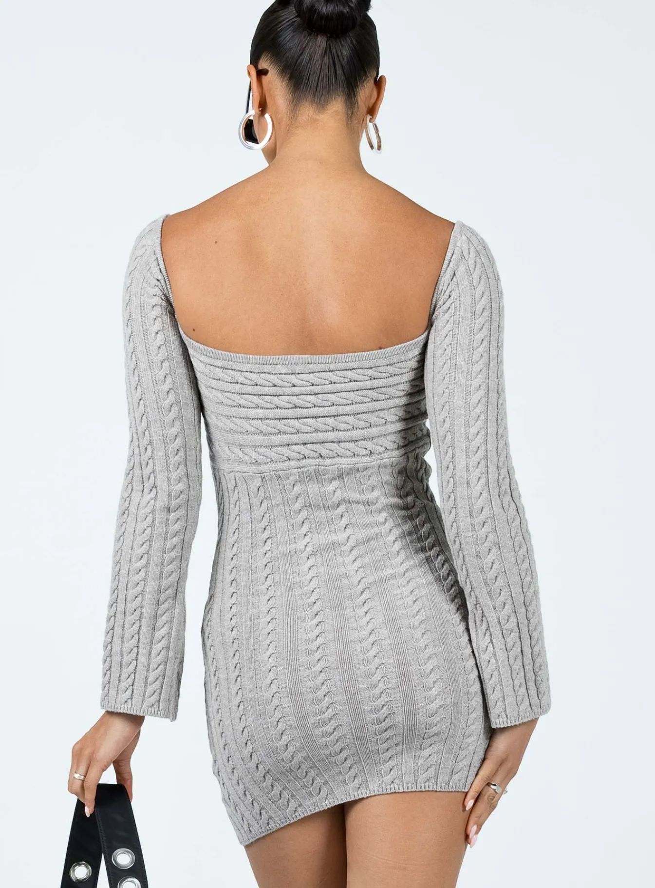 Princess Polly Bayard Off The Shoulder Knit Mini Dress Grey Online