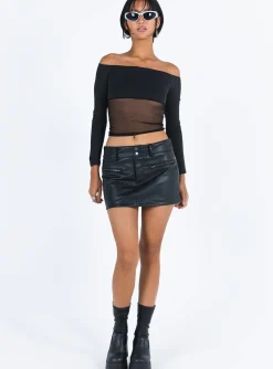 Princess Polly Bazley Faux Leather Mini Skirt Black New