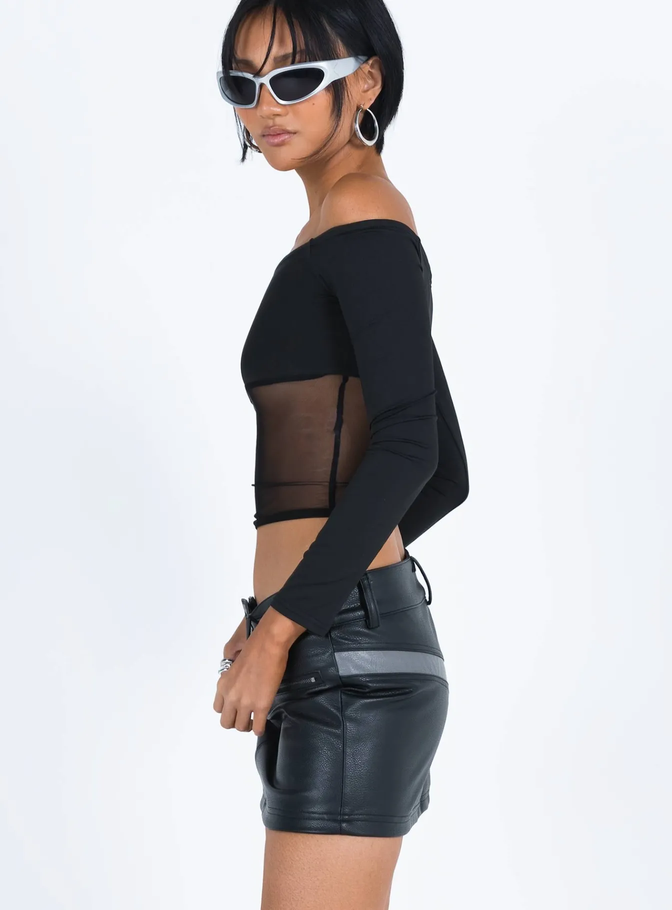 Princess Polly Bazley Faux Leather Mini Skirt Black New