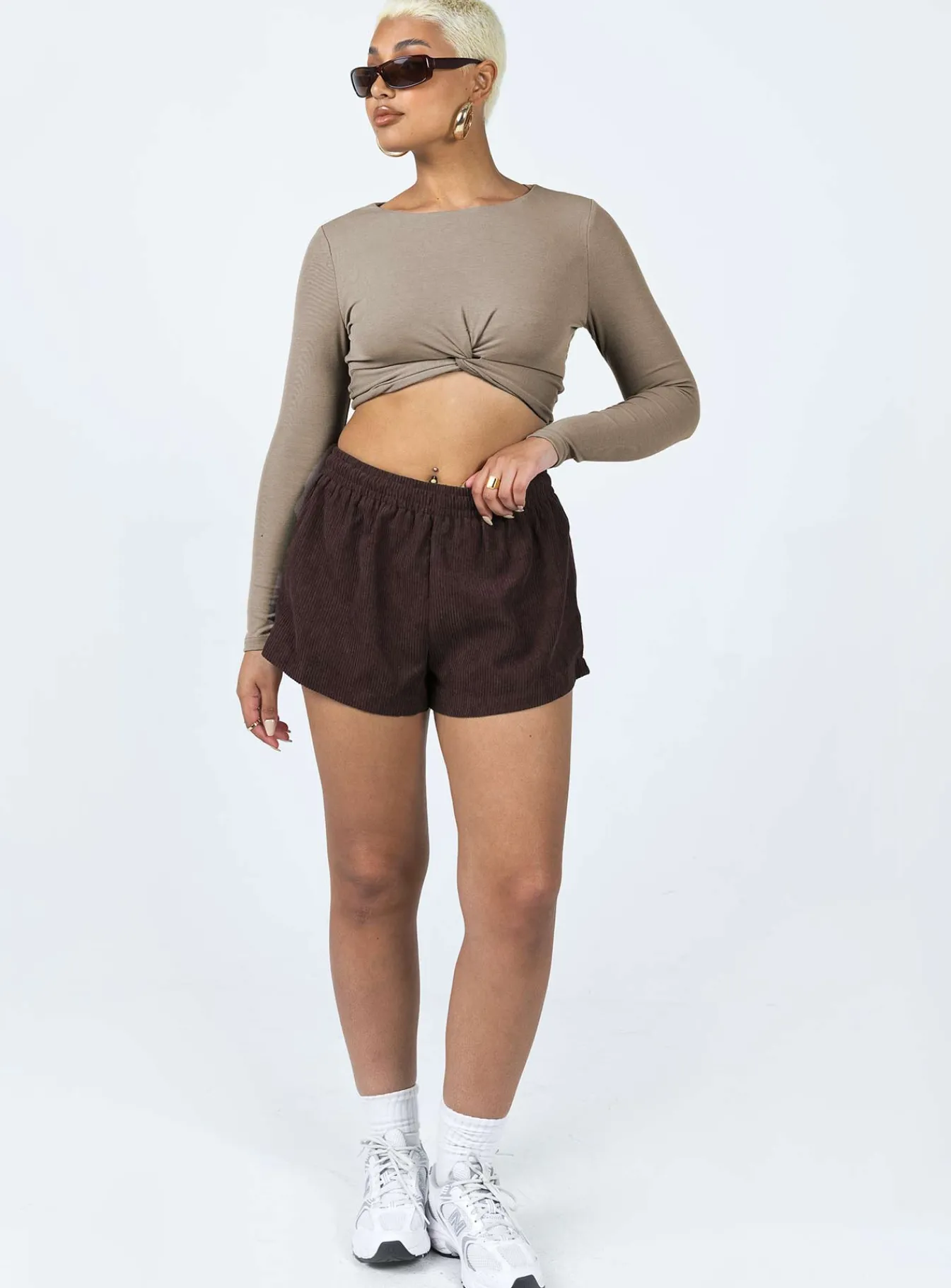 Princess Polly Beach House Shorts Cord Brown Flash Sale