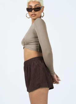 Princess Polly Beach House Shorts Cord Brown Flash Sale