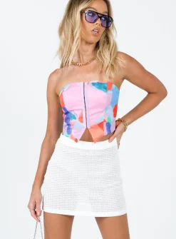 Princess Polly Beachy Knit Mini Skirt  White Hot