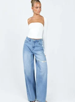 Princess Polly Beale Wide Leg Jeans Mid Wash Denim Flash Sale