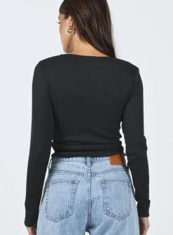Princess Polly Beatrix Long Sleeve Tee Black Best Sale