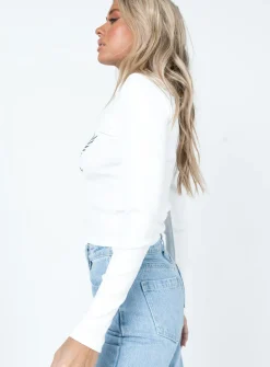Princess Polly Beatrix Long Sleeve Tee White Fashion