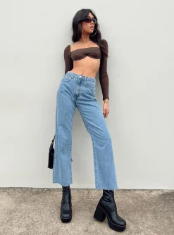 Princess Polly Becca Long Sleeve Crop Top  Brown Online