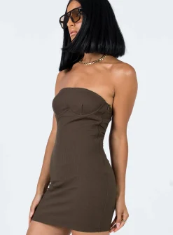 Princess Polly Becca Strapless Mini Dress  Brown Discount