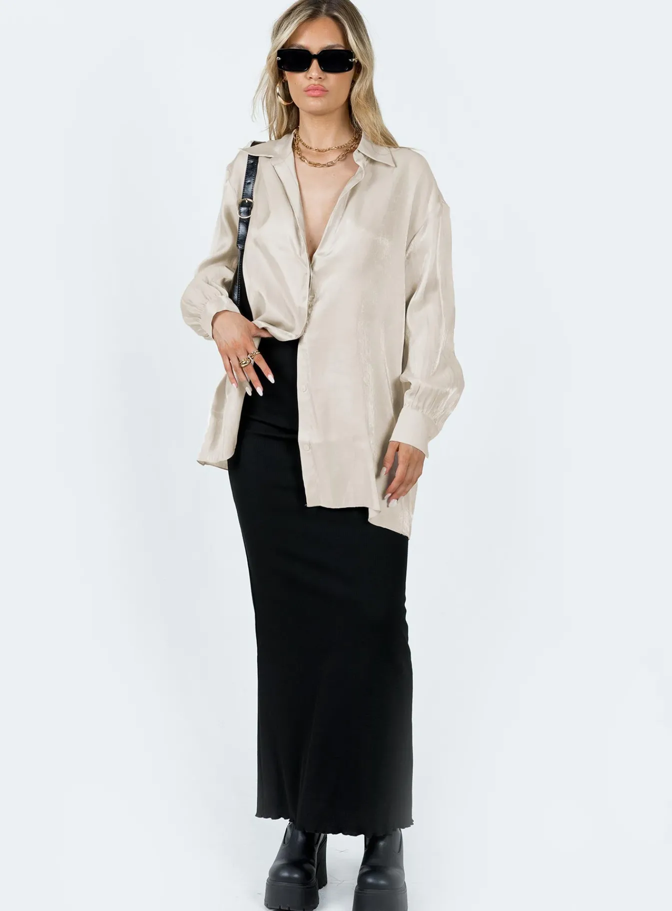 Princess Polly Beecham Shirt Dress Champagne Best Sale
