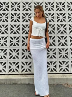 Princess Polly Belle Knit Maxi Skirt  White Best Sale