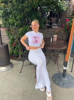 Princess Polly Belle Knit Maxi Skirt  White Best Sale
