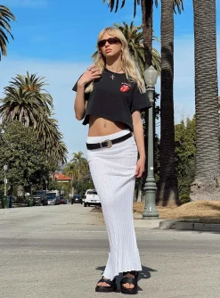 Princess Polly Belle Knit Maxi Skirt  White Best Sale