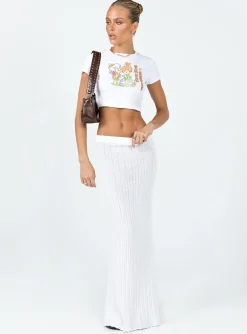 Princess Polly Belle Knit Maxi Skirt  White Best Sale