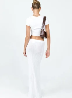 Princess Polly Belle Knit Maxi Skirt  White Best Sale