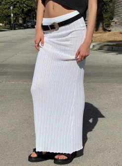 Princess Polly Belle Knit Maxi Skirt  White Best Sale