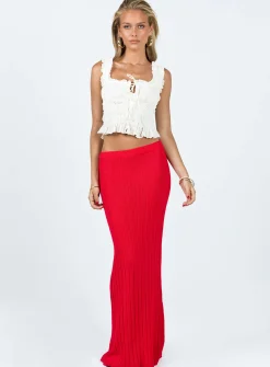 Princess Polly Belle Knit Maxi Skirt  Red Outlet