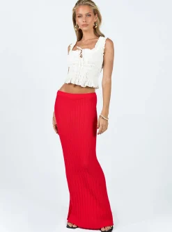 Princess Polly Belle Knit Maxi Skirt Red Outlet