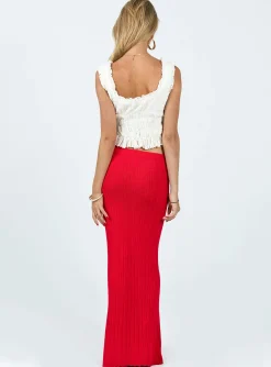 Princess Polly Belle Knit Maxi Skirt Red Outlet