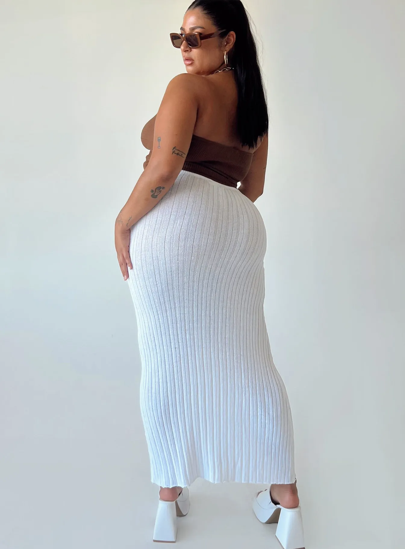 Princess Polly Belle Knit Maxi Skirtcurve White Best