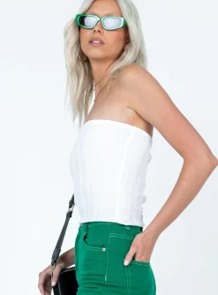 Princess Polly Belle Knit Strapless Top  White Cheap