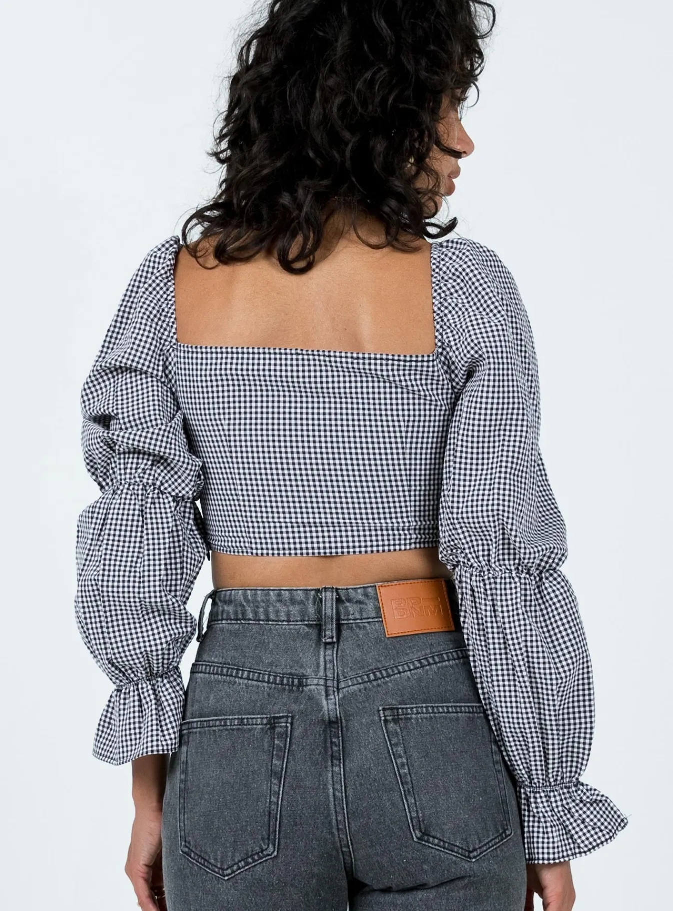 Princess Polly Bellevue Gingham Top Black / White Sale