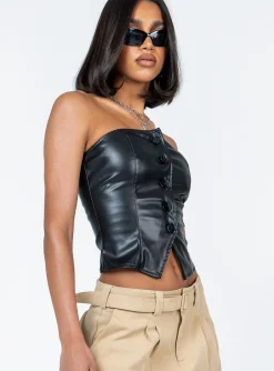Princess Polly Belmore Strapless Top  Black New
