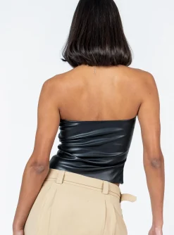 Princess Polly Belmore Strapless Top  Black New