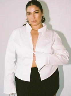 Princess Polly Belshaw Lace Up Back Shirtcurve   Ivory Best
