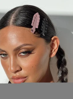 Princess Polly Belsie Hair Clip Pack Pink / Black   Black/Pink Shop