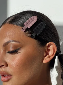 Princess Polly Belsie Hair Clip Pack Pink / Black   Black/Pink Shop