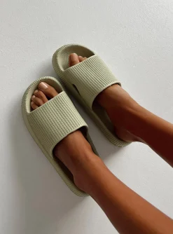 Princess Polly Benito Slides  Green Discount