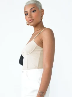 Princess Polly Benjamin Bodysuit Beige Clearance