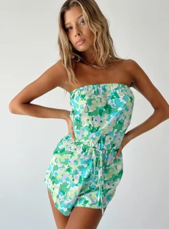 Princess Polly Benjamin Romperfloral   Green Clearance