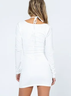 Princess Polly Benny Mini Dress  White Cheap