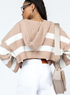 Princess Polly Benson Cropped Sweater Beige/White Online