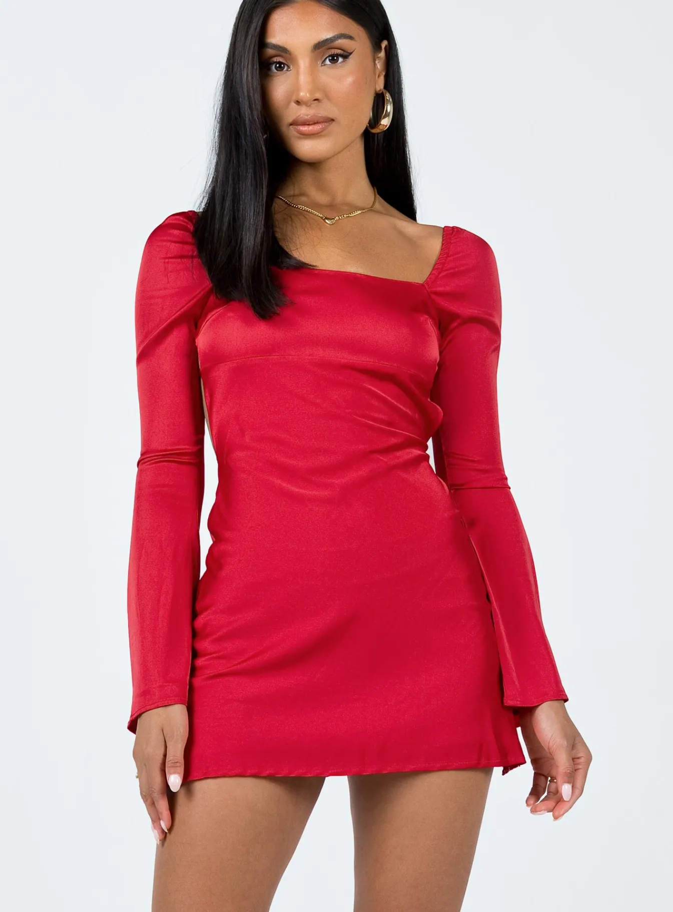 Princess Polly Beresford Long Sleeve Mini Dress Red Best