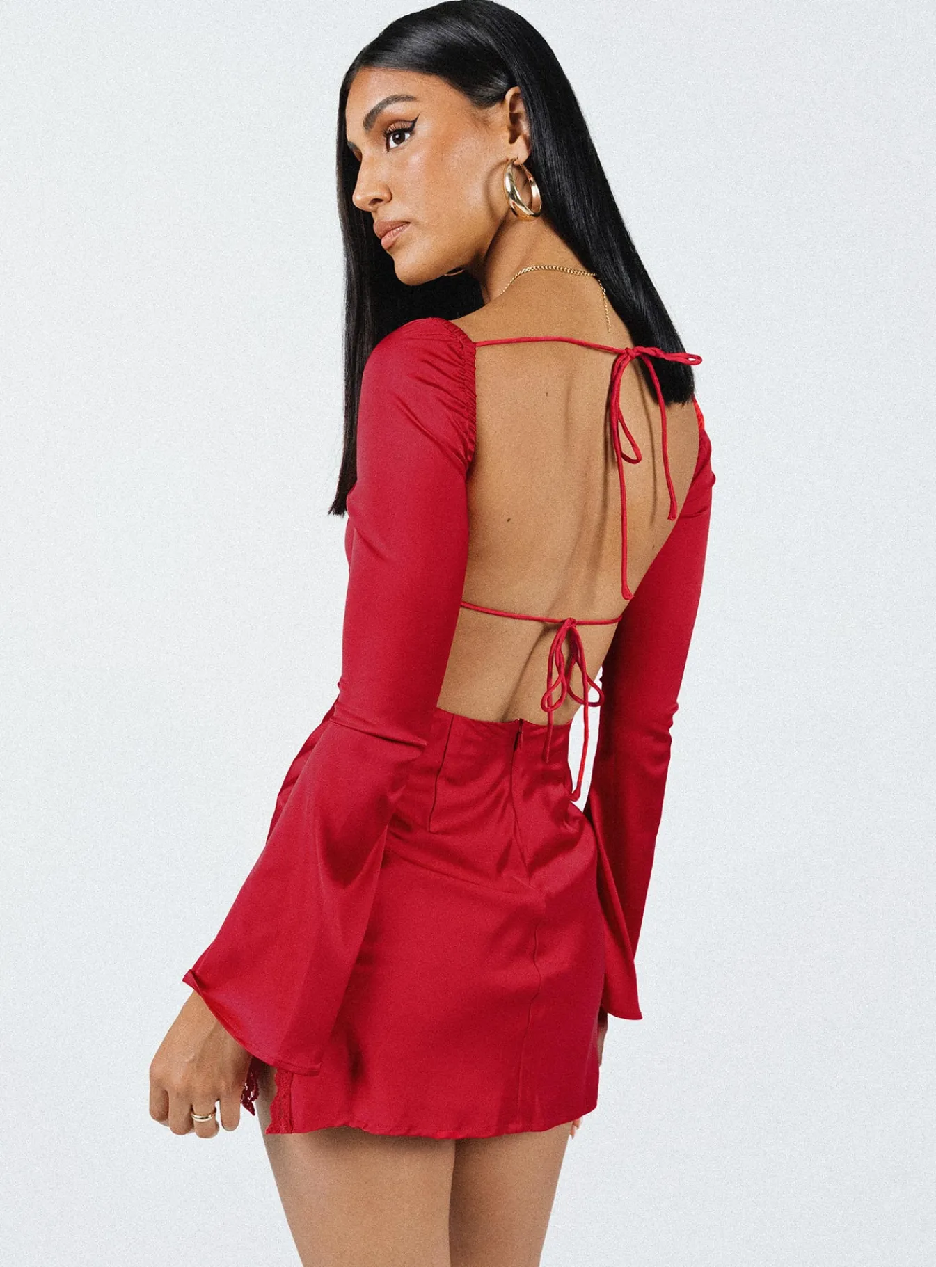 Princess Polly Beresford Long Sleeve Mini Dress Red Best