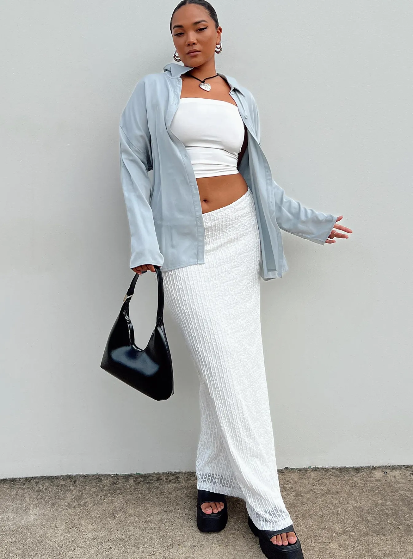 Princess Polly Berkshire Low Rise Maxi Skirt White Sale