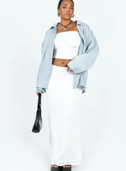 Princess Polly Berkshire Low Rise Maxi Skirt  White Sale