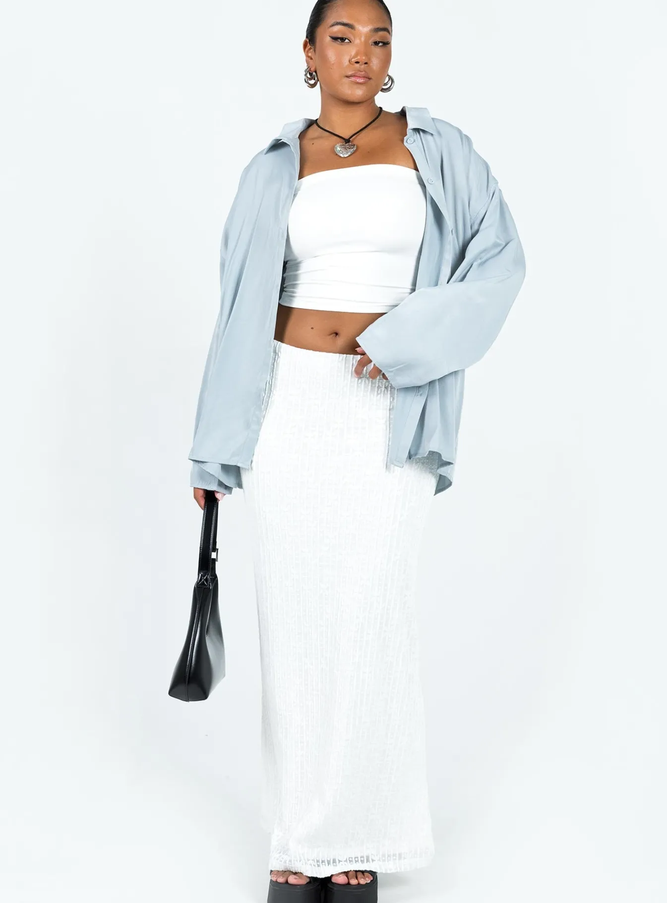Princess Polly Berkshire Low Rise Maxi Skirt White Sale