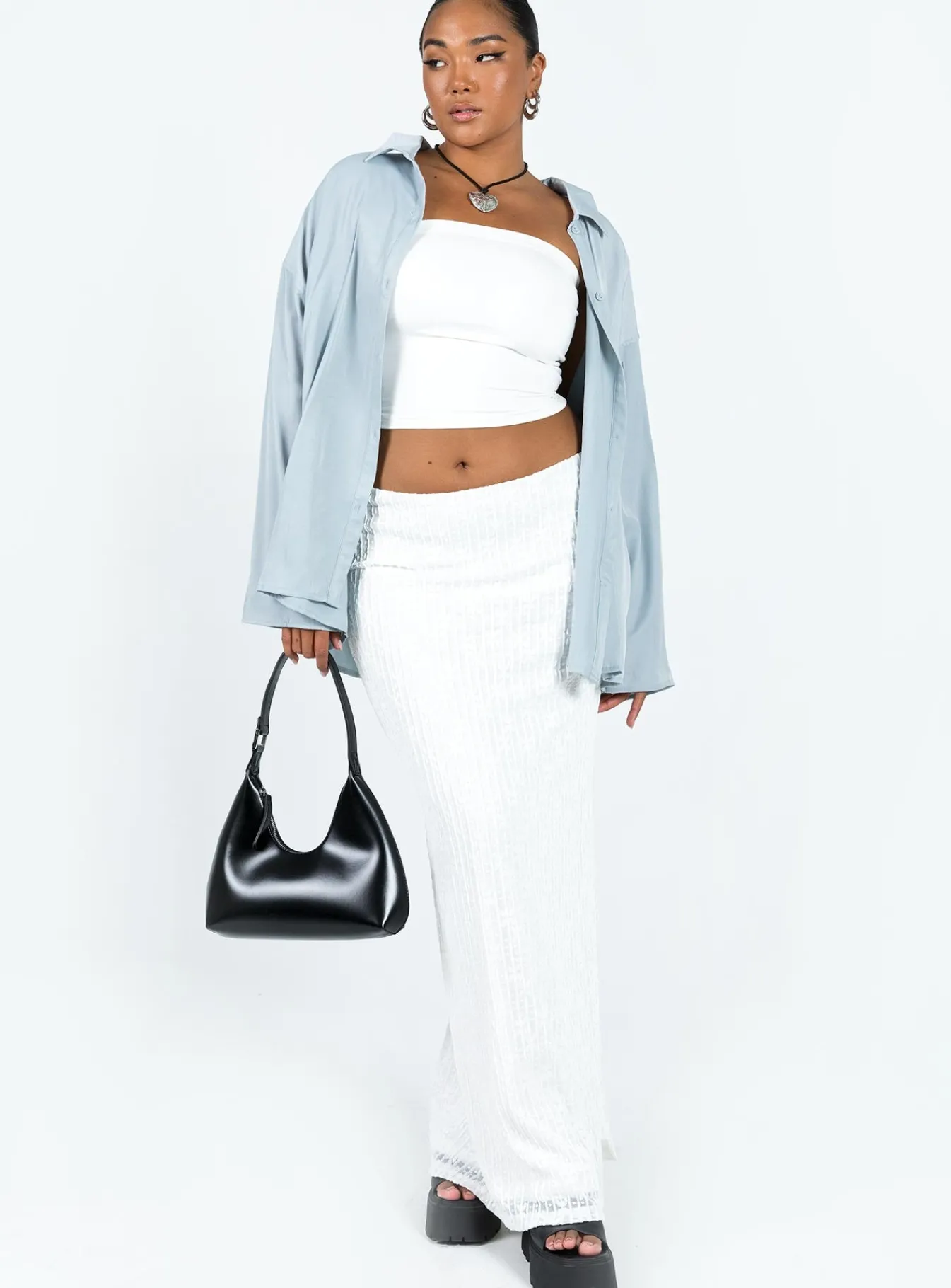 Princess Polly Berkshire Low Rise Maxi Skirt White Sale