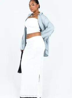 Princess Polly Berkshire Low Rise Maxi Skirt White Sale