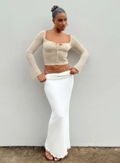 Princess Polly Berkshire Maxi Skirt  White Clearance