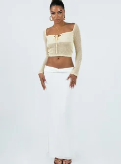 Princess Polly Berkshire Maxi Skirt  White Clearance